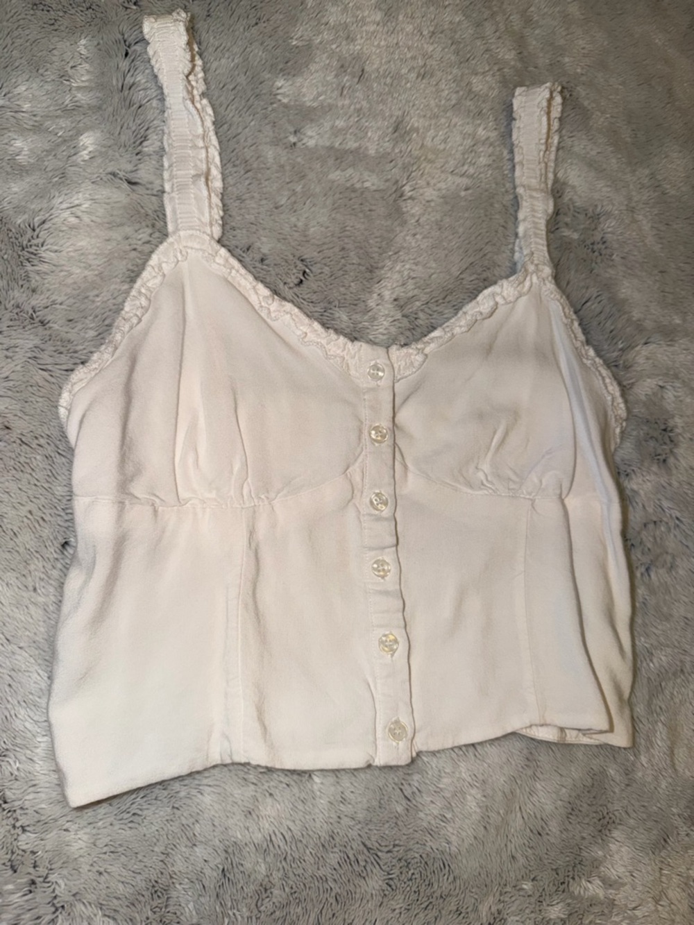 PacSun Cream Button-Front Lace Trim Cami